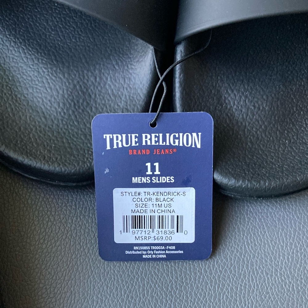 True Religion Slides Men’s Black - Picture 5 of 7
